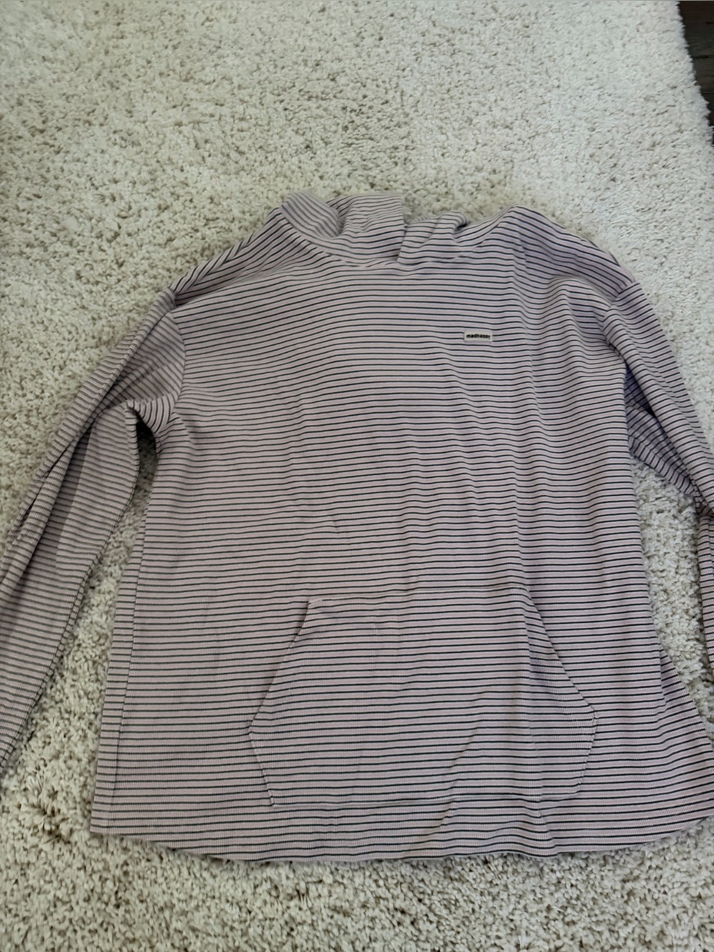 Madhappy striped ribbed hoodie blush pink white striped